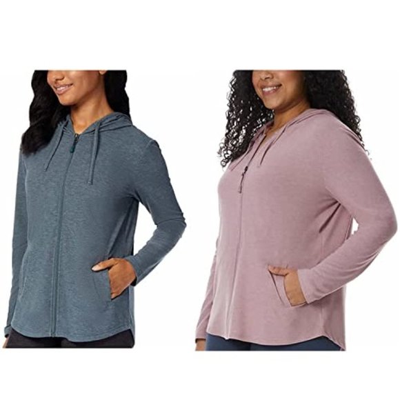 DEFECT 32 Degrees Women's Full Zip 2 Pack Hoodie Teal/Blush Size M $50 ZZ068 - Picture 1 of 2